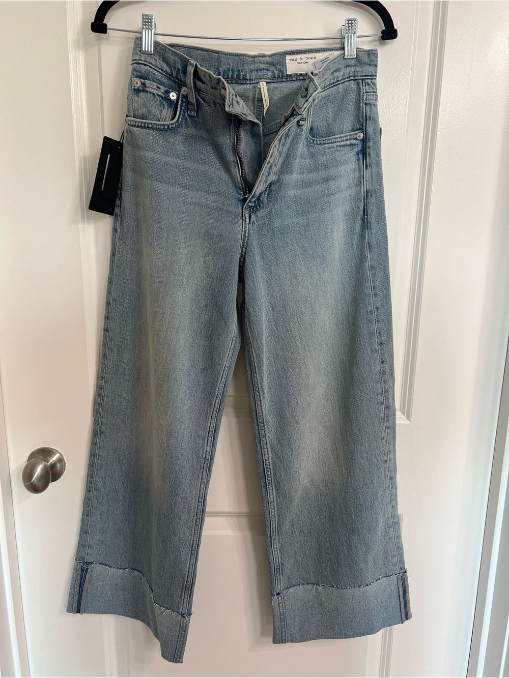 NWT Rag & Bone Andi High-Rise Raw Cuffed Wide-Leg Jeans in Bloomfield Size 25 - Picture 2 of 10